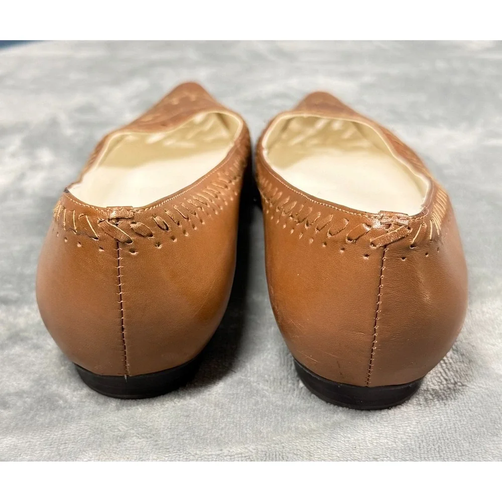 Naturalizer Festival Flats Womens 8 W Brown Leather Cutout Pointed Toe